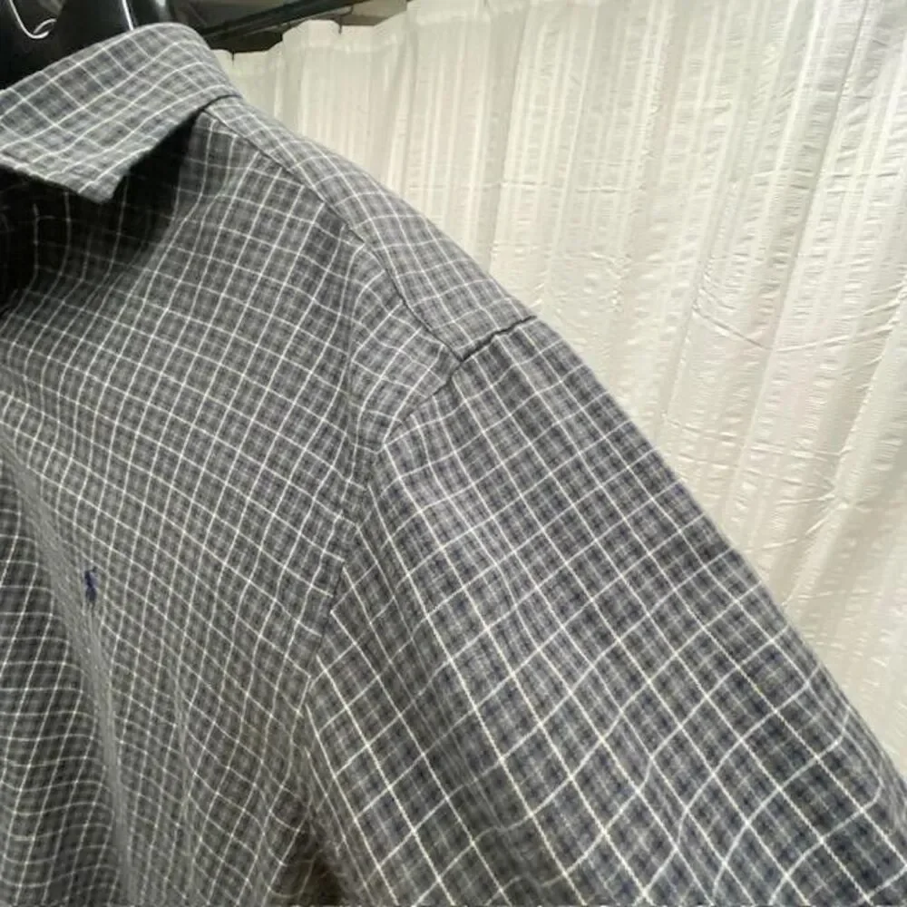 Polo Ralph Lauren XXL Classic Fit Gray Plaid Button Front Shirt Men's